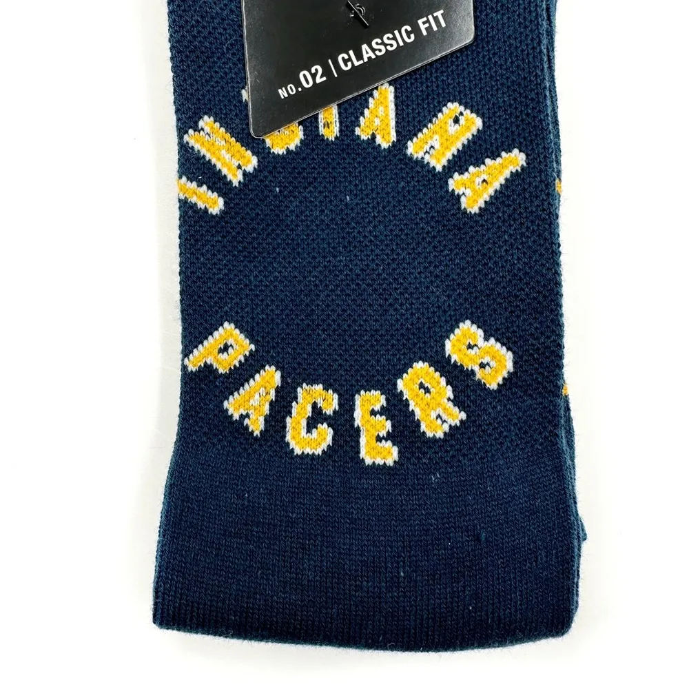 Indiana Pacers Basketball Crew Socks Mens Womens NBA Navy Blue Yellow Fan Gift - Image 3
