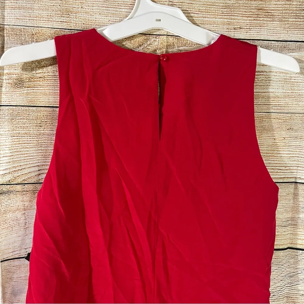 Tart silk linen sleeveless round neck red blouse women Size XS - Image 6