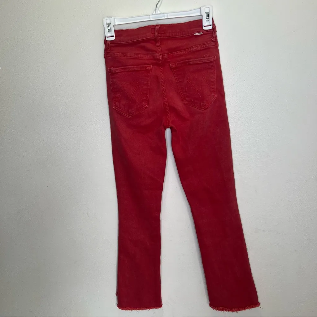MOTHER the insider crop step fray jeans in hot red size 26 - Image 10