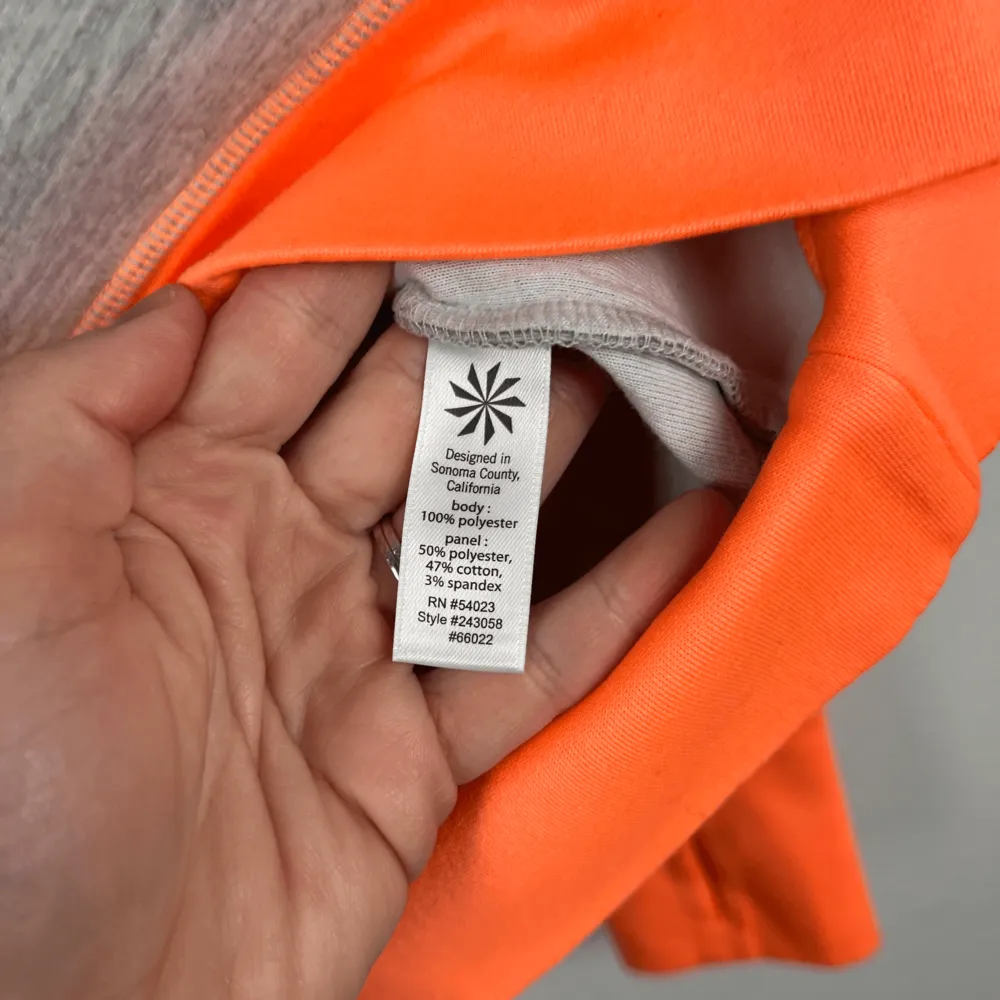 Athleta Women's Fuse Pullover Gray Neon Orange‎ Sz L - Image 5