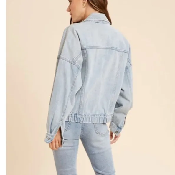 Lex Brown Anytime Denim Jacket Blue Size L - Image 2