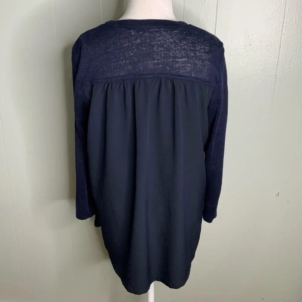 Talbots Linen Blend Navy Blue Open Lightweight Casual Business Cardigan Small - Image 6