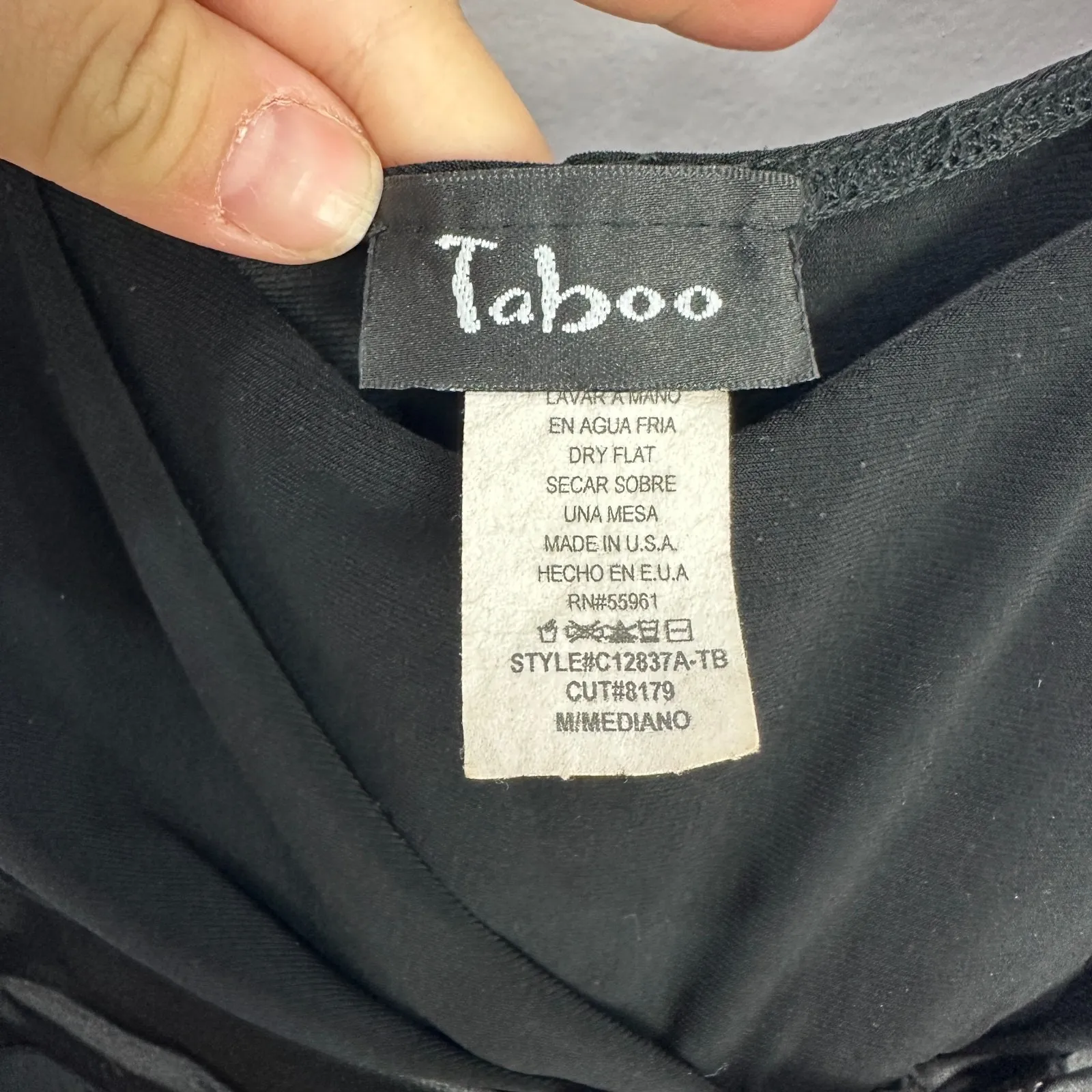 Taboo Black Dress Womens M Satin Tie Waist Y2K Fairy Grunge Party‎ Cocktail 90s - Image 5