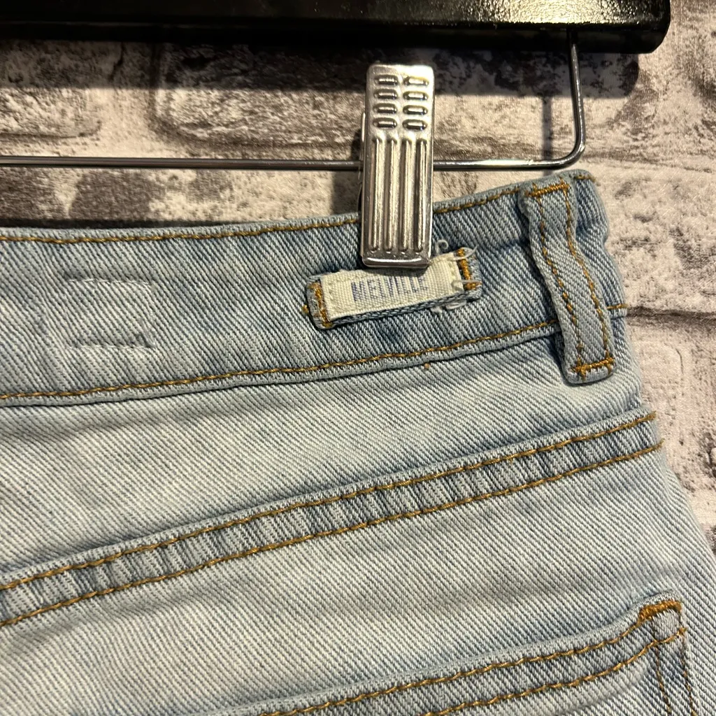 Brandy Melville Light Blue Ripped Jean Shorts - Image 3