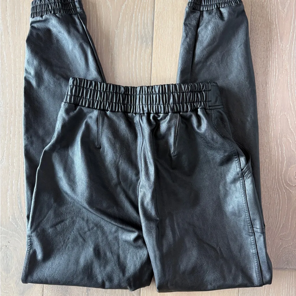 Spanx faux black leather joggers size small - Image 4