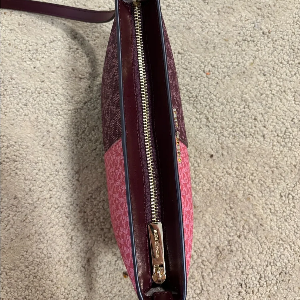 Michael Kors Pink and Burgundy Women's Cross-Body Bag - Image 5