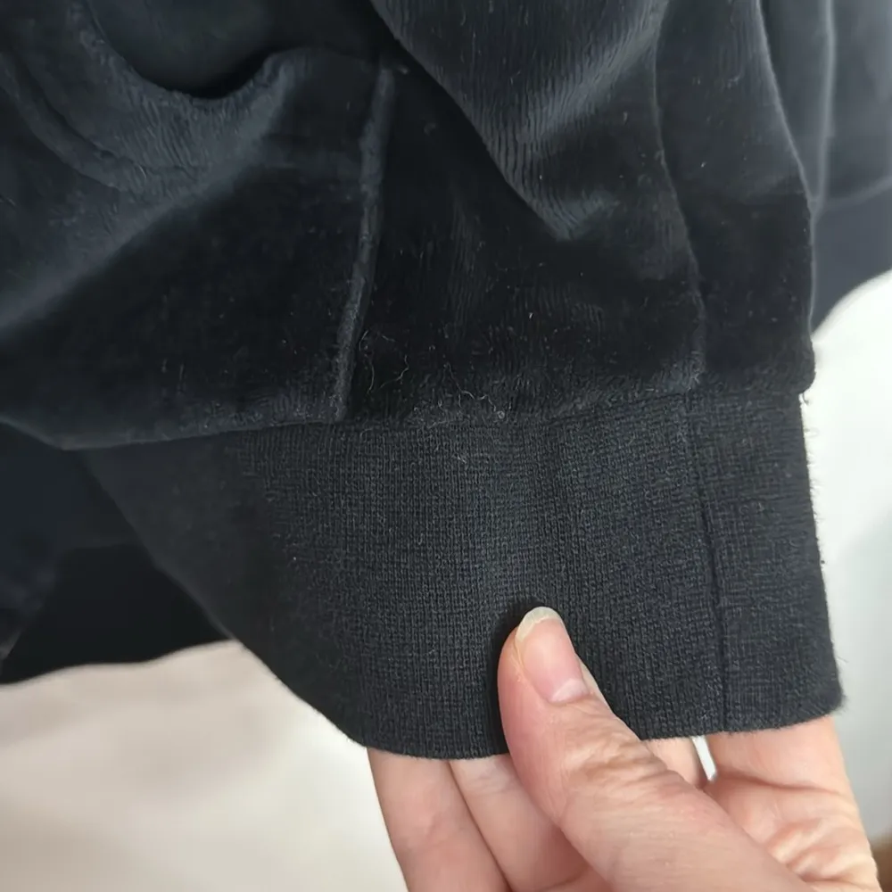 BCBGMaxAzria Velour Black Zip Hoodie spell out logo crystal bling Y2K size S - Image 9