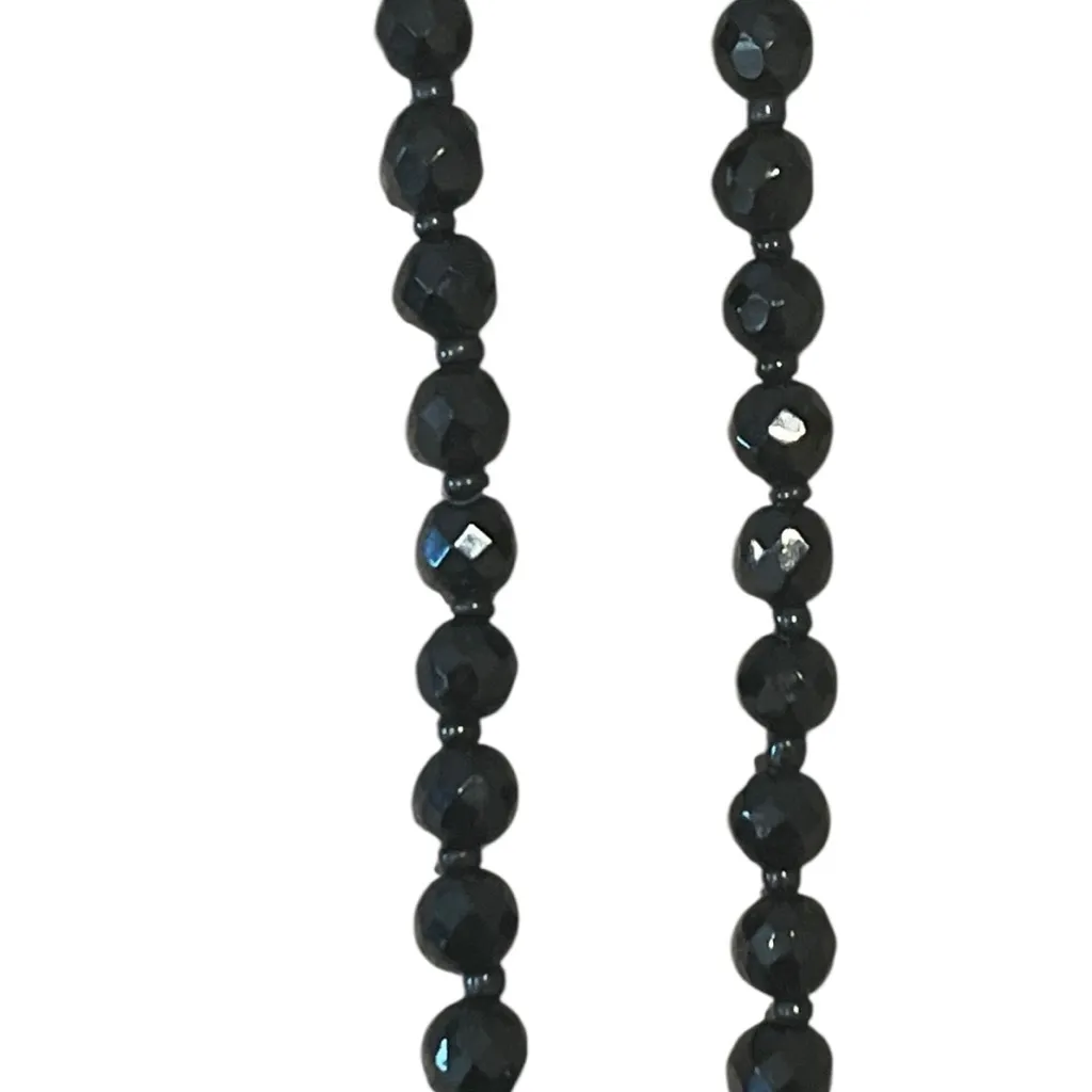 Vintage Estate Black Faceted Crystal Y Rosary Style Necklace - Image 8