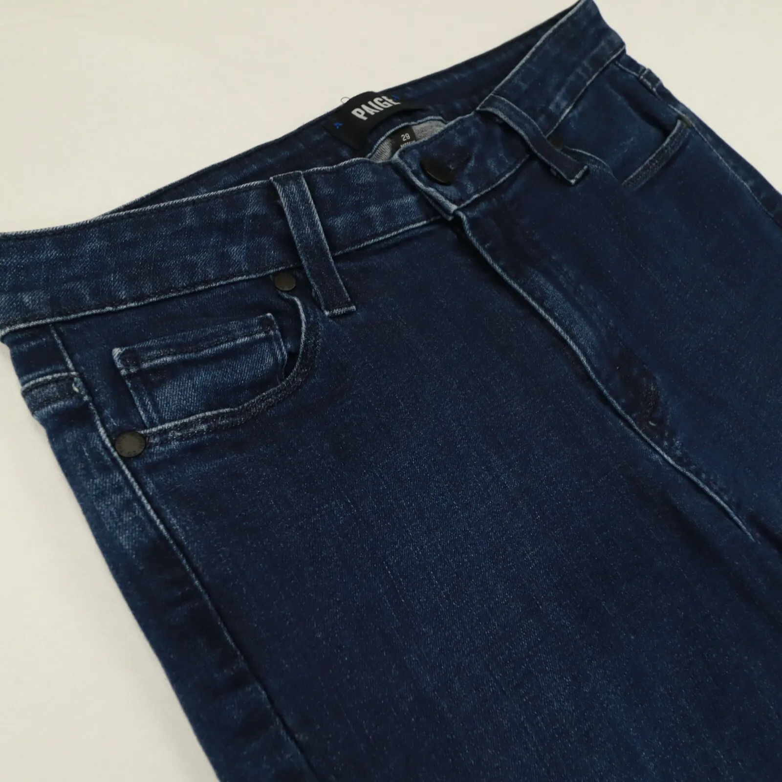 PAIGE Flora Ruffle Hem Crop‎ Straight Leg Dark Wash Denim Jeans size 29 - Image 4