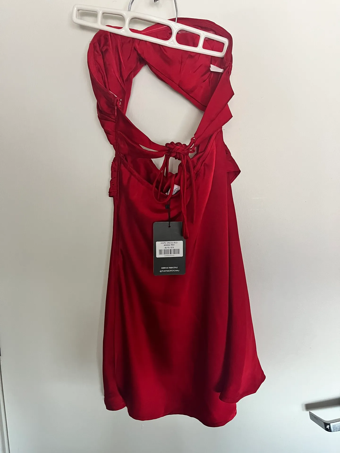 Red Strapless silk homecoming dress - Image 4