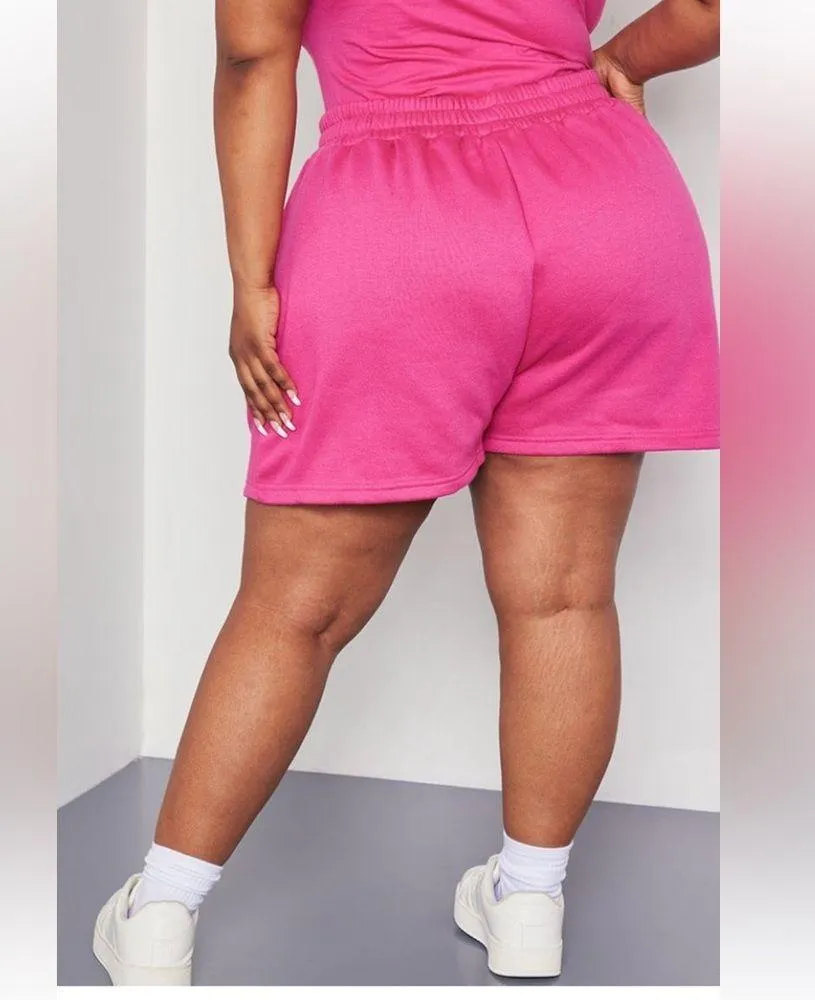 NWT PrettyLittleThing Hot Pink Women's Sweat Shorts Sz XL - Image 3