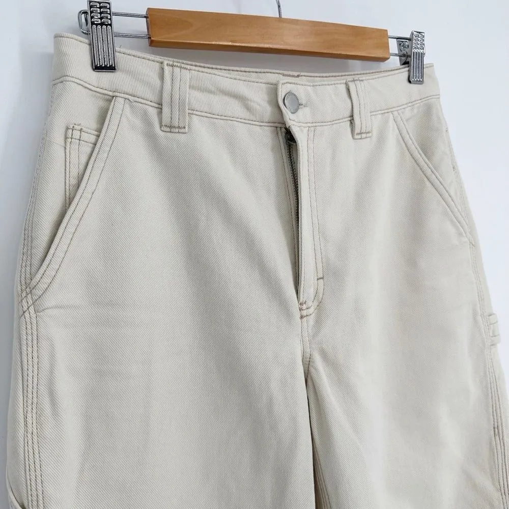 Aritzia TNA Greenwich High Waisted Carpenter Pants Twill Khaki Beige Women's 4 - Image 4