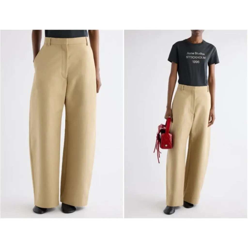 Acne Studios Pommy Satin Pants in Beige 34 New Womens Baggy Trousers - Image 14