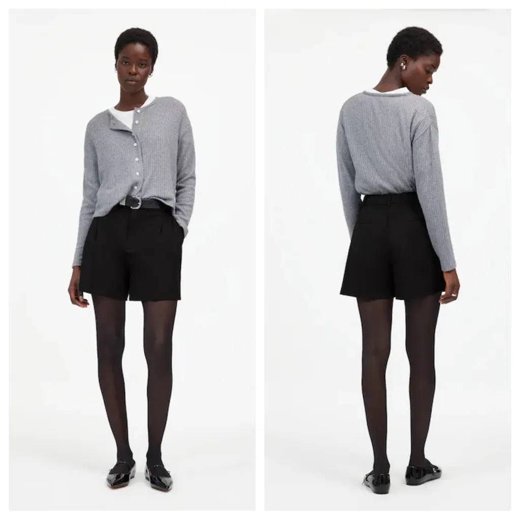 NWT Madewell Black Easy Pleated Trouser Short size 00 - Image 2