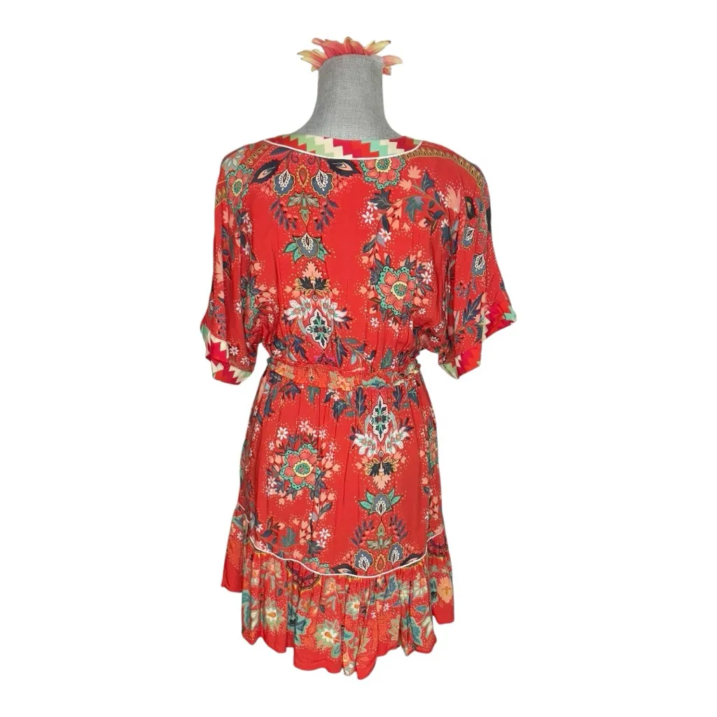 Farm Rio Floral Red Dress Anthropologie Red and White Geometric Dress XS petite - Image 4