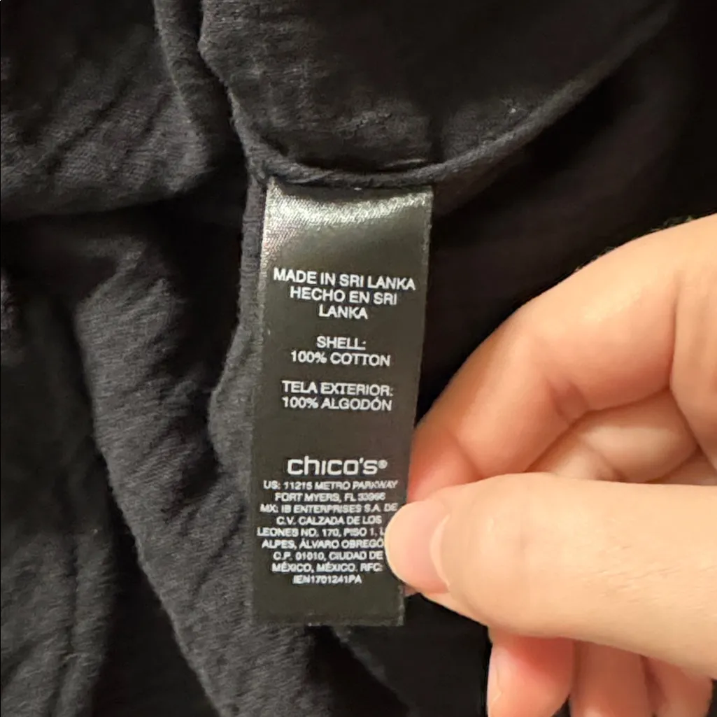 Chico's Gauze Roll Tab Sleeve Notched V-Neck Cotton Tunic Dress size US 8 - Image 9