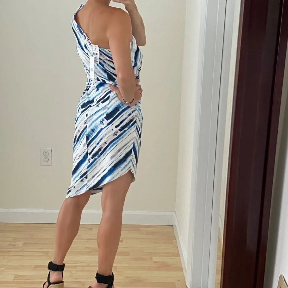 Faith in Love Multicolored Blue One Strap Asymmetrical Cocktail Dress Size 10 - Image 4