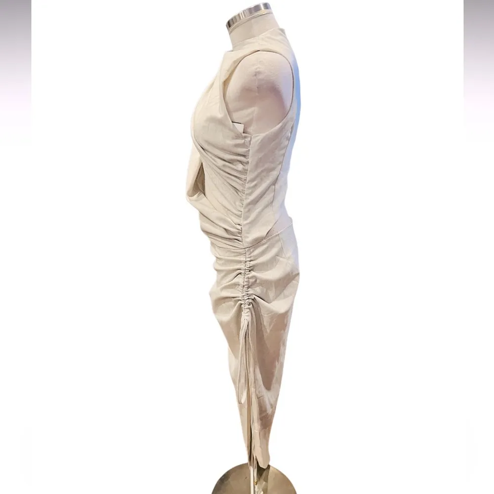 PLT LABEL OFF WHITE DRAPED RUCHED SKIRT MIDAXI DRESS Size 10 NWT - Image 10