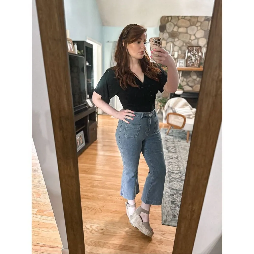 Denim cropped pants high rise Blue Size 10 - Image 3