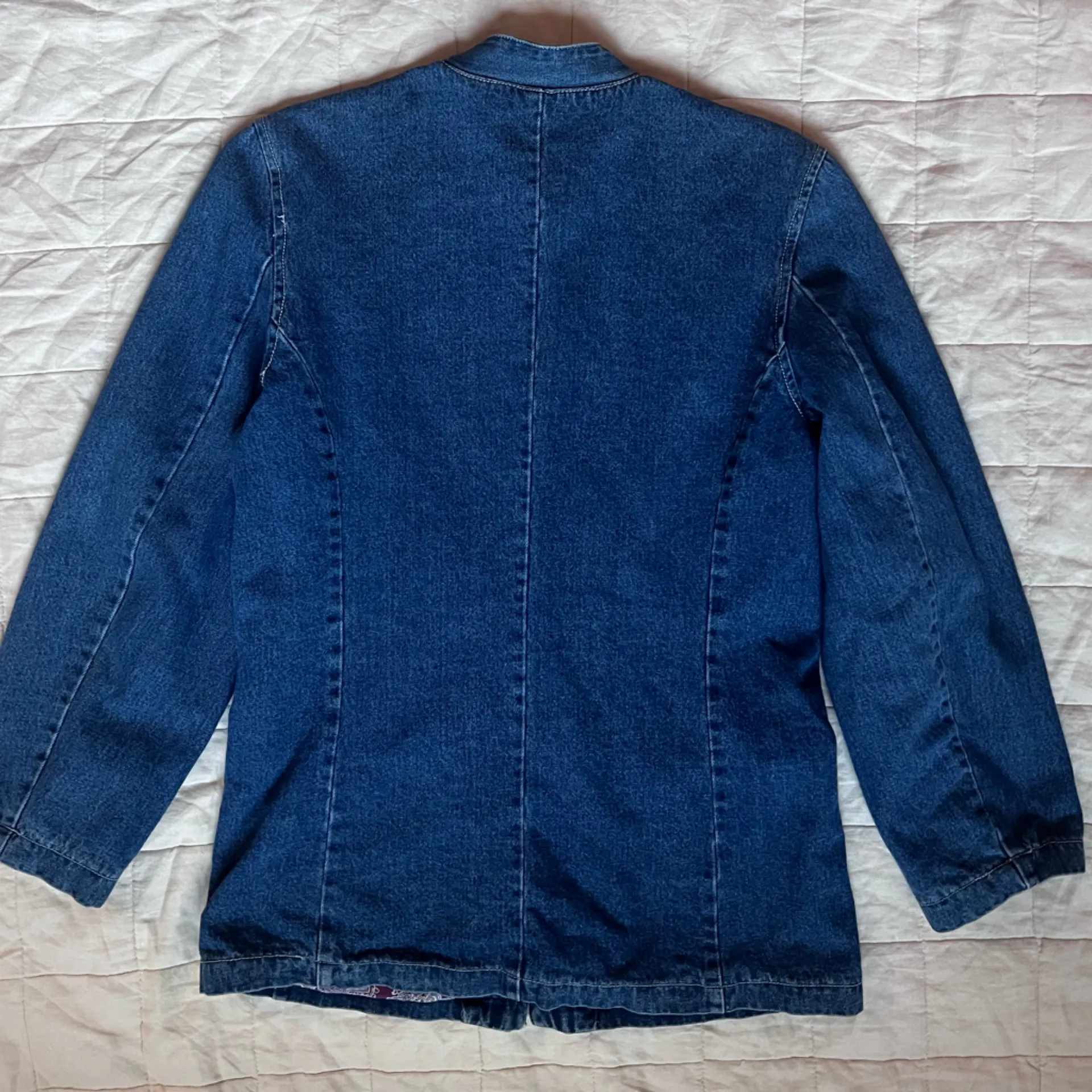 Vintage The Used Blue Denim Fitted Chore Coat Equestrian Horse Girl - Image 2