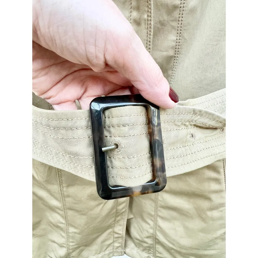 Banana Republic Notch Lapel Button Down Belted Trench Coat 2-Way Tan Wome's XL - Image 6