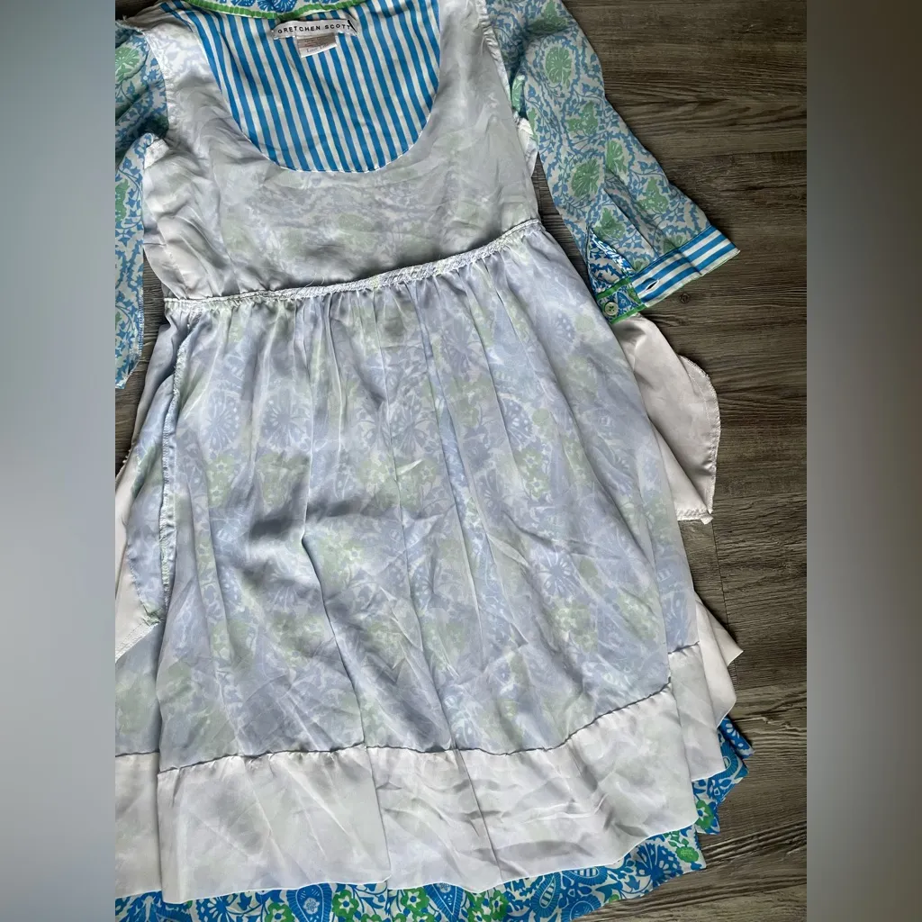 Gretchen Scott Designs Blue and Green Long Sleeve Dress - Image 9