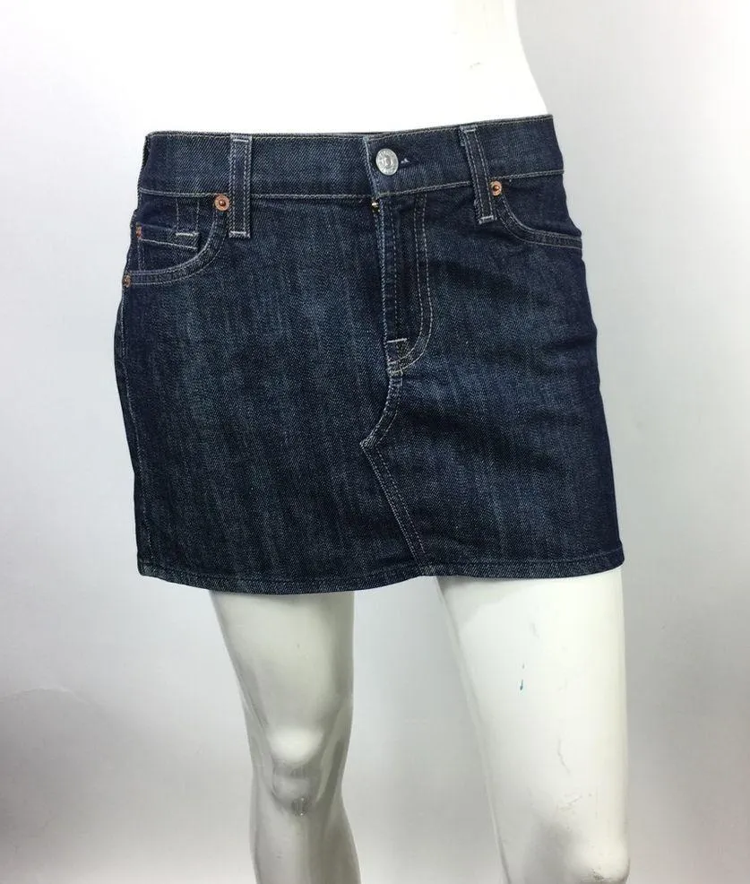 7 for all Mankind Roxanne Mini Skirt Dark Wash 28 - Image 7
