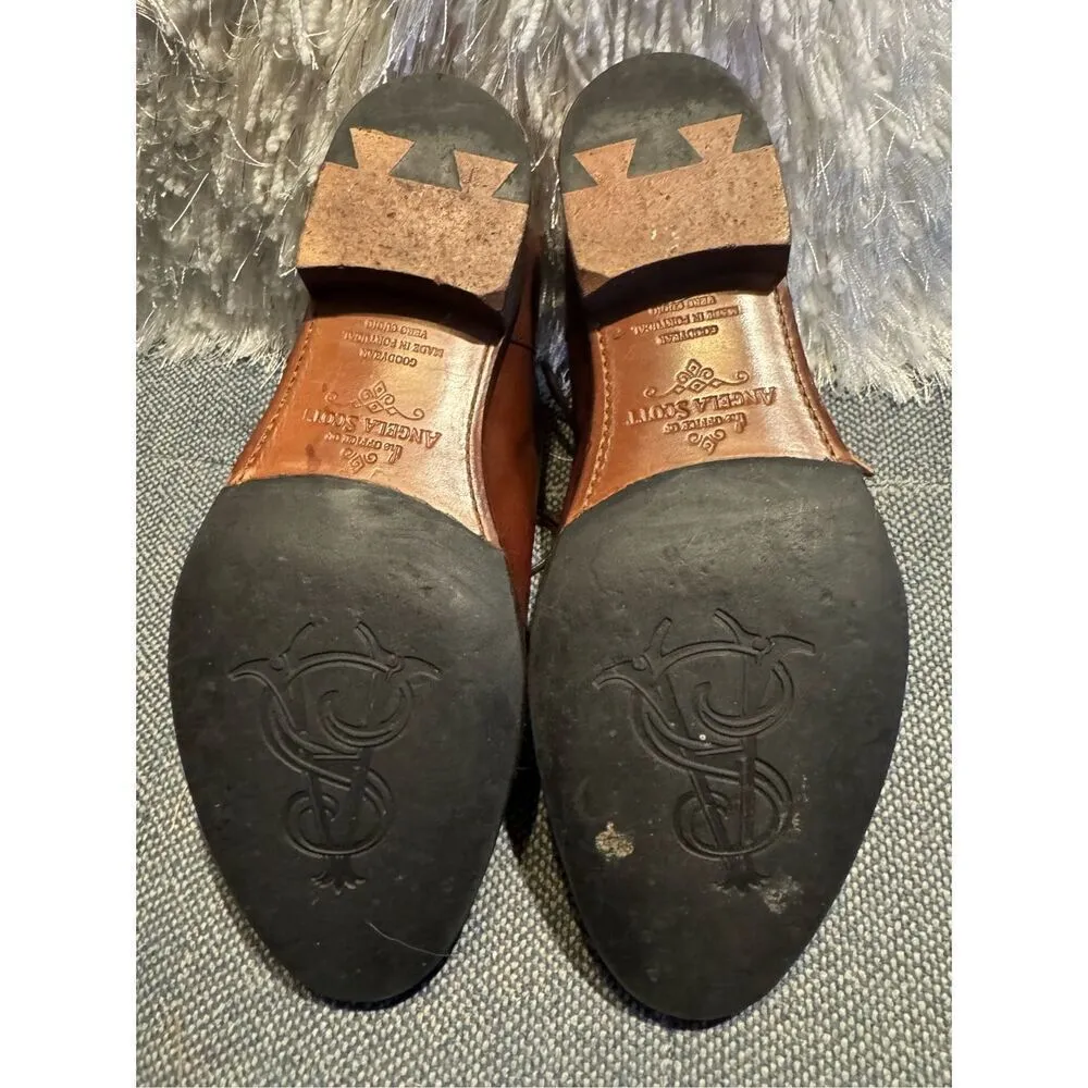 THE OFFICE OF ANGELA SCOTT Mr. Evans Walnut Leather Women's Wingtip Oxford 37.5W Brown Size 7.5 - Image 8