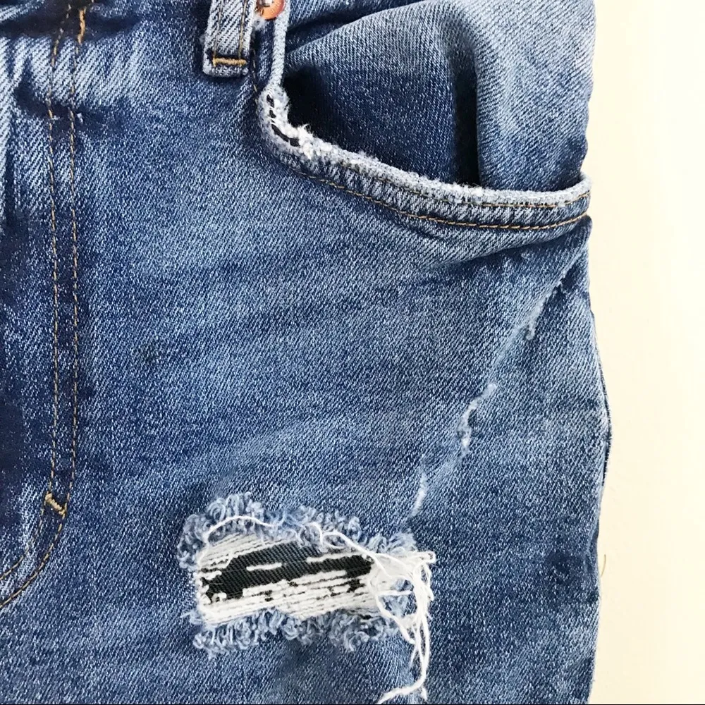 We The Free  People High Waist Slim Ripped Stretch Ankle Cropped blue jeans 27 - Image 4