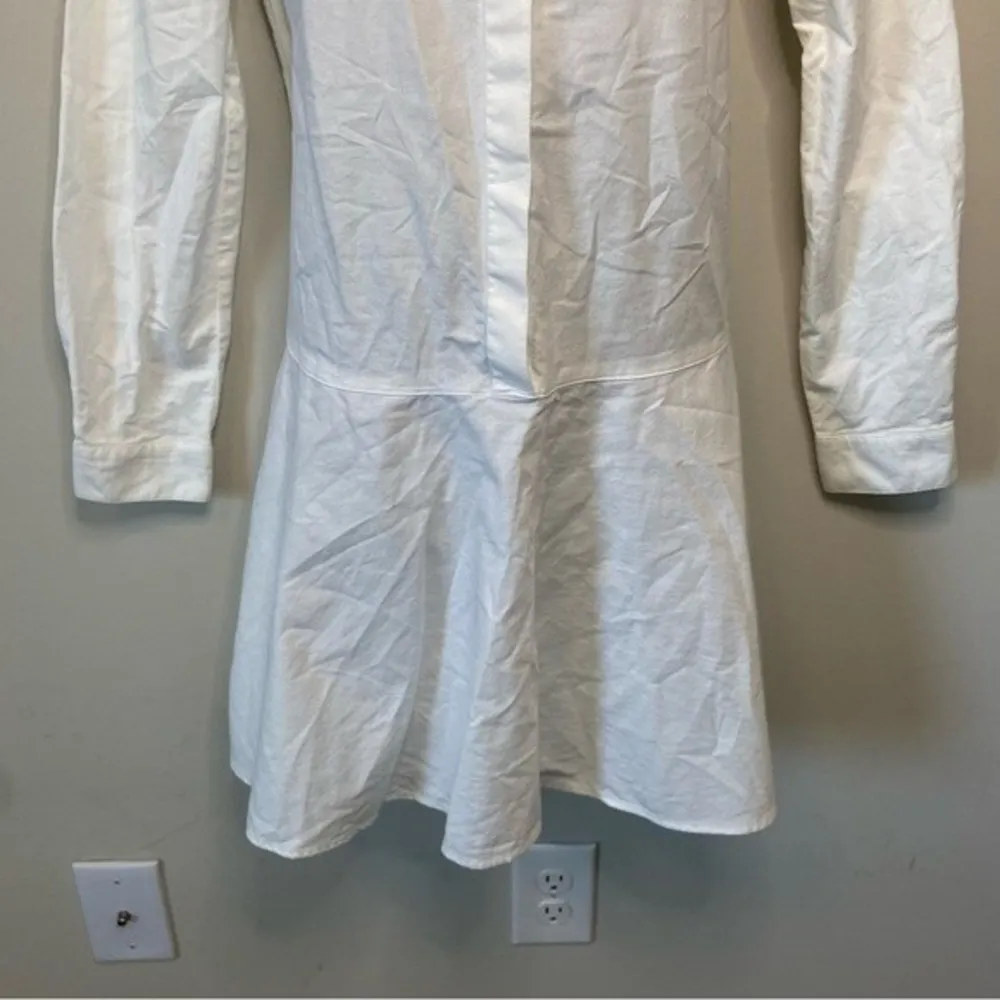 GAP White Cotton Shirt Dress Peplum Long Sleeve Size Small - Image 4