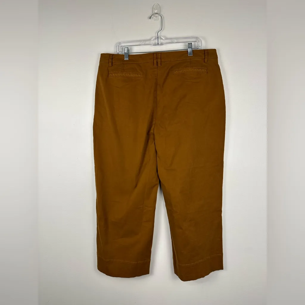 Garnet Hill Burned Orange Cropped Wide Leg Chinos Pants Women’s Sz 18 - Image 8