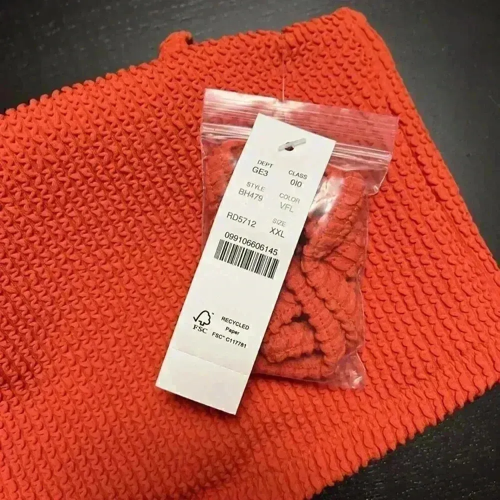 J. Crew NEW Scrunchie Sweetheart Color Rust/Orange Women XXL Textured Swim Top - Image 2