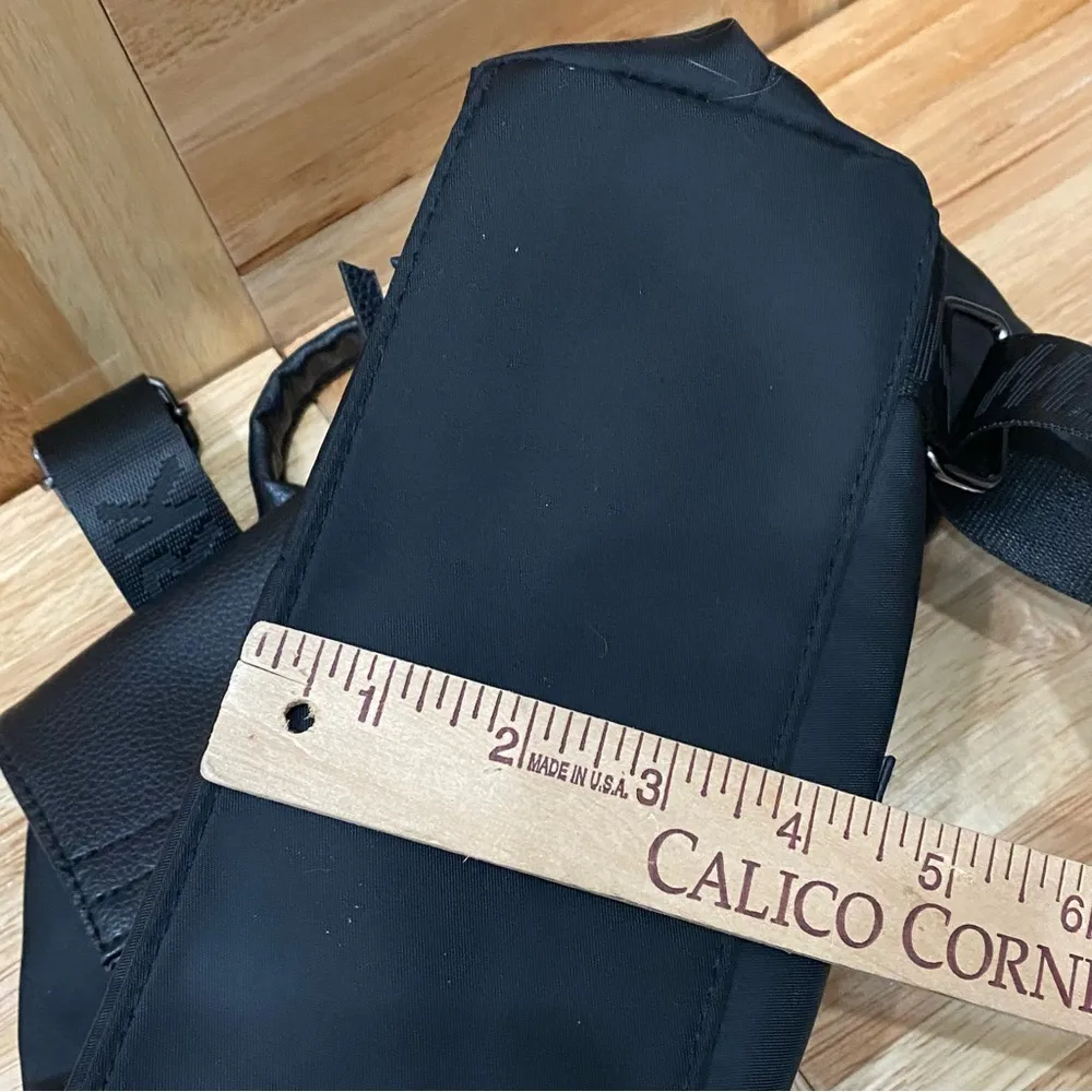 BOTKIER NEW YORK Trigger Backpack Black Nylon Faux Leather Logo Strap Mini Bag - Image 9