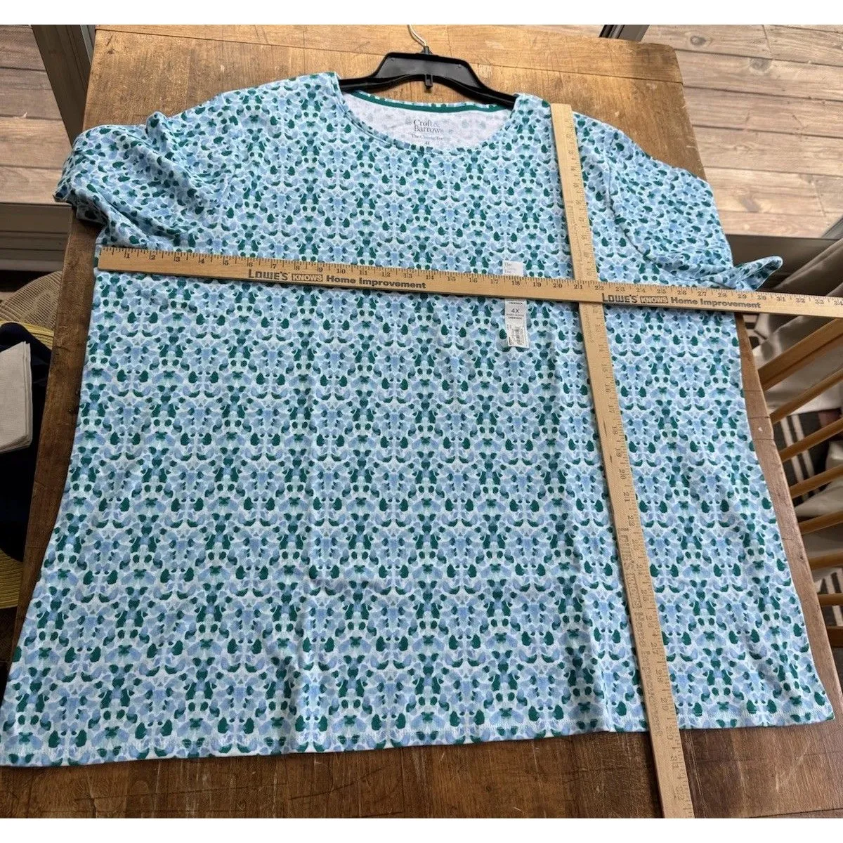 Croft & Barrow women’s Classic T-shirt 4X crewneck Blue Green Watercolor New - Image 6