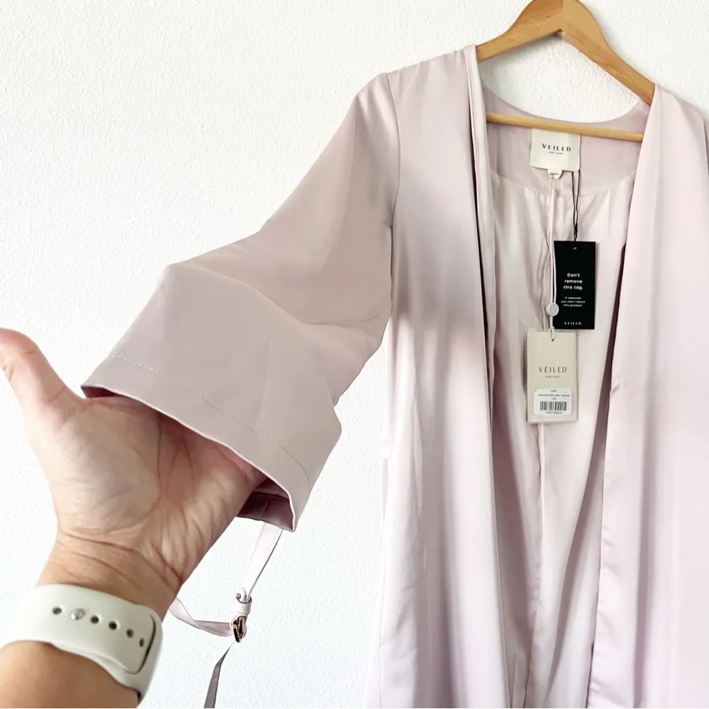 Veiled Zayna Satin Duster Jacket in Dusty Pink Size XS - Image 3
