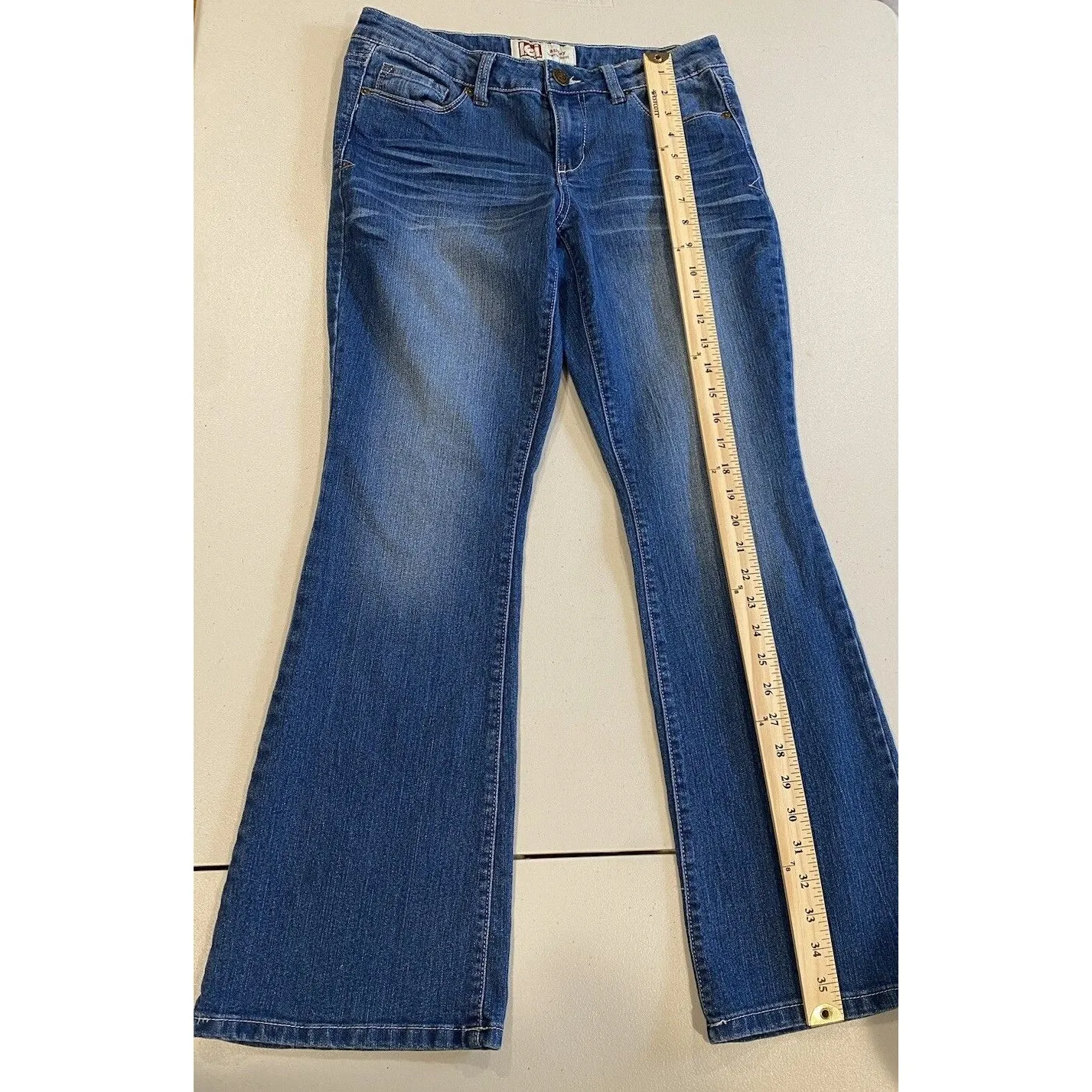 Vintage LEI Ashley Jeans Women 29" Short Bootcut Stretch Y2K Western Low Rise Blue - Image 4