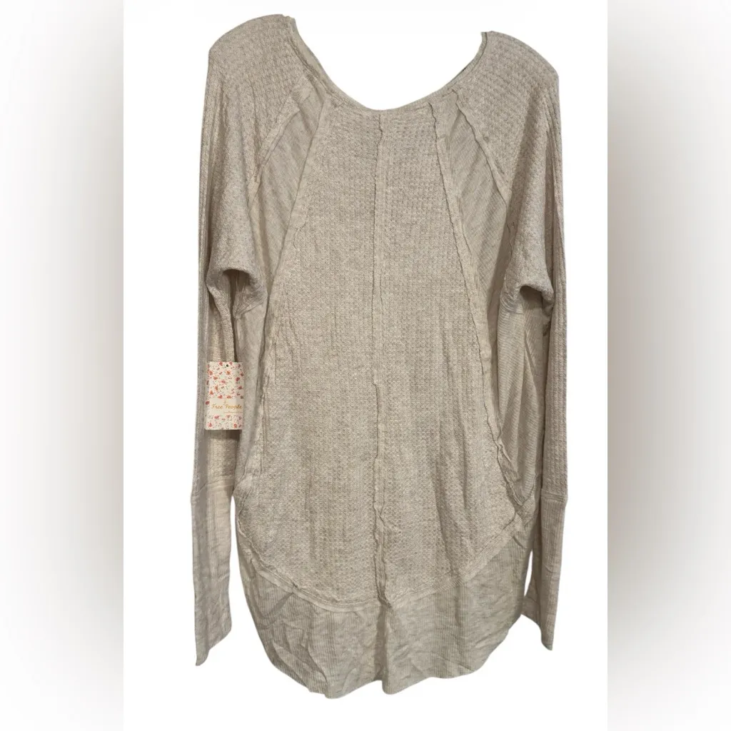 Free People thermal tunic Women's oatmeal color  Long Sleeve Top L NWT - Image 4