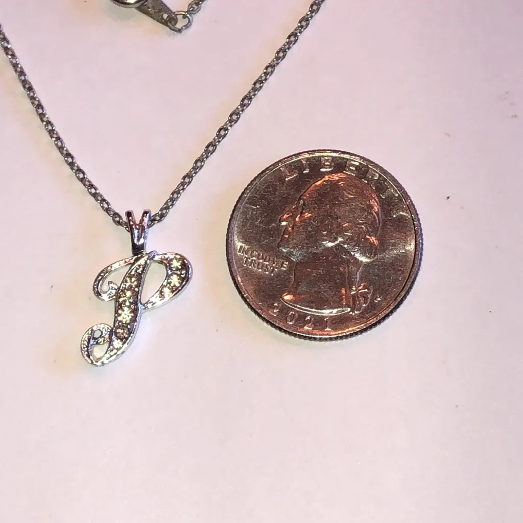 Elegant Silver Tone Initial P Dainty Boho Pendant Necklace - Image 3