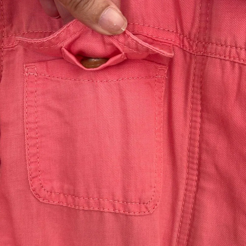 Talbots Womens Full Zip Blazer Jacket Linen Blend Lightweight Pink Medium Petite - Image 5