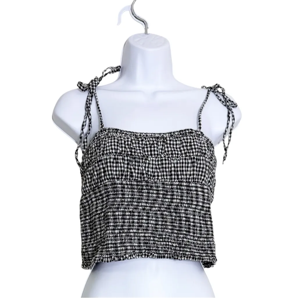 Zara Trafaluc Gingham Tie Straps Crop Top size M - Image 2