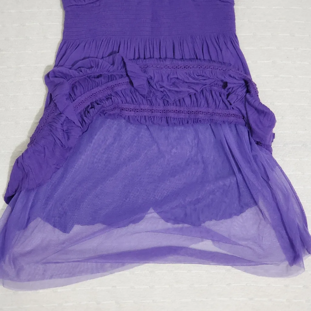 Free People Purple Tiered 100% Viscose Sleeveless Empire Waist Knit Top Size‎ M - Image 5