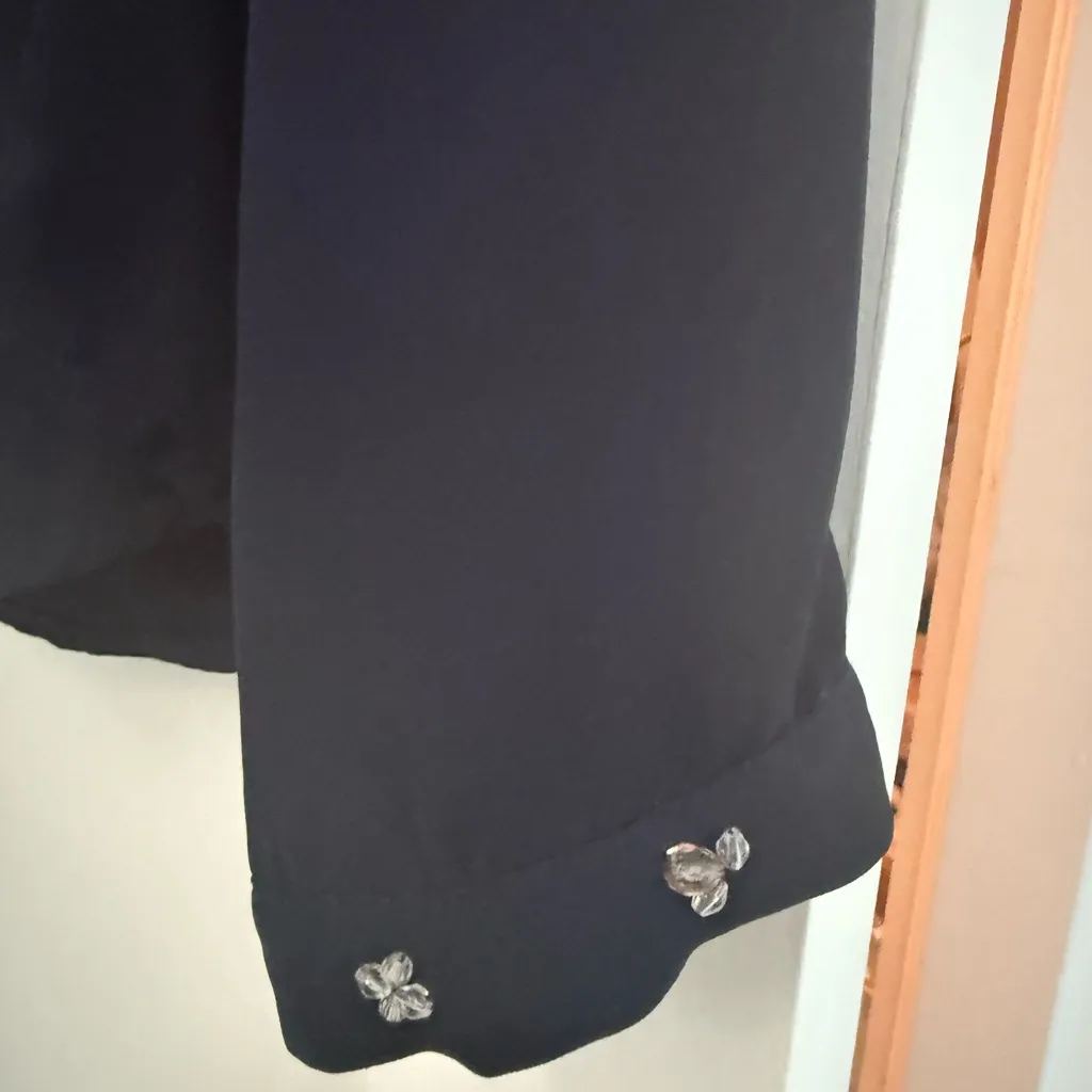 Zara Navy Women's Blouse with Embellished Collar - Image 7