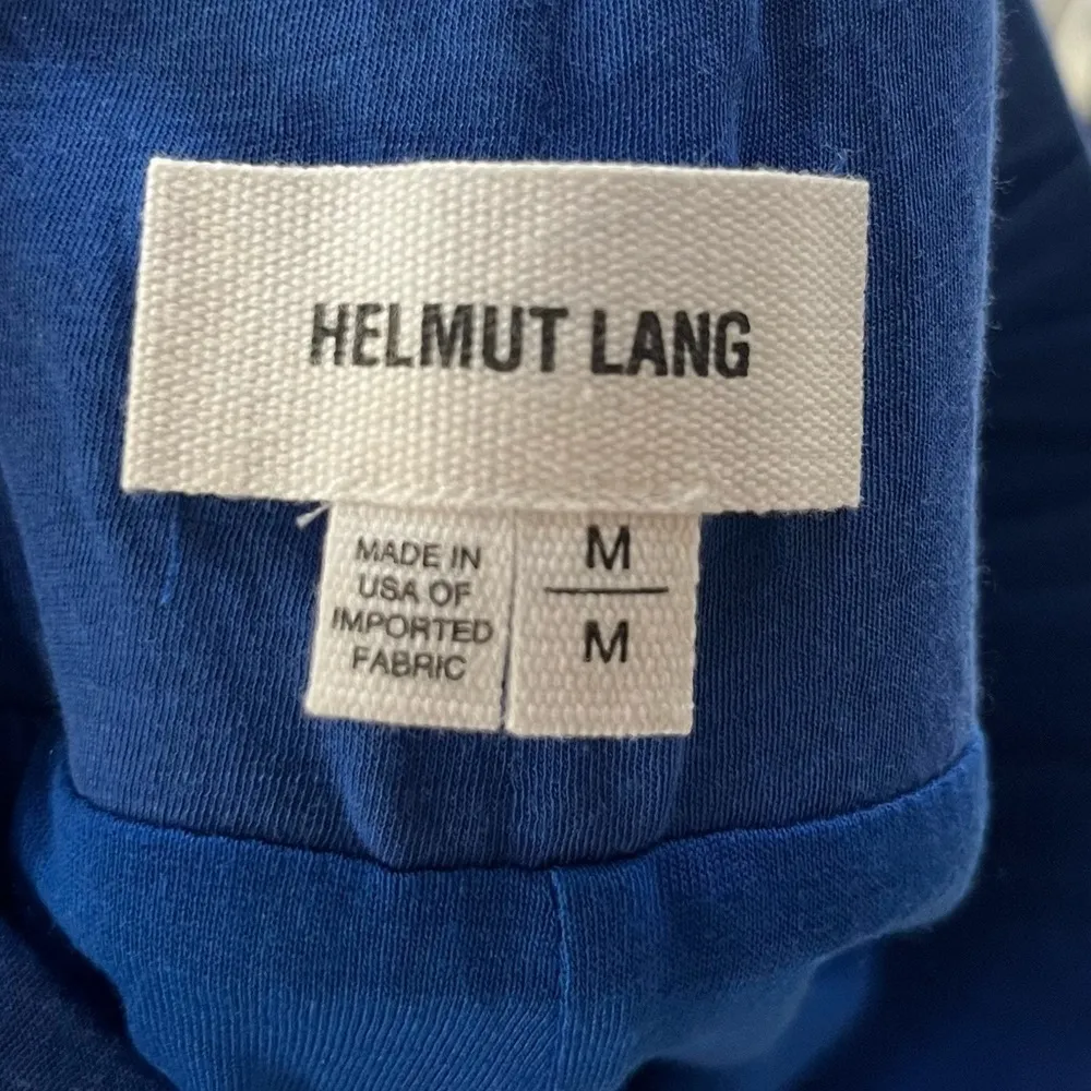 Helmut Lang Blue Viscose Filmed Ruched Front Midi Skirt M - Image 5