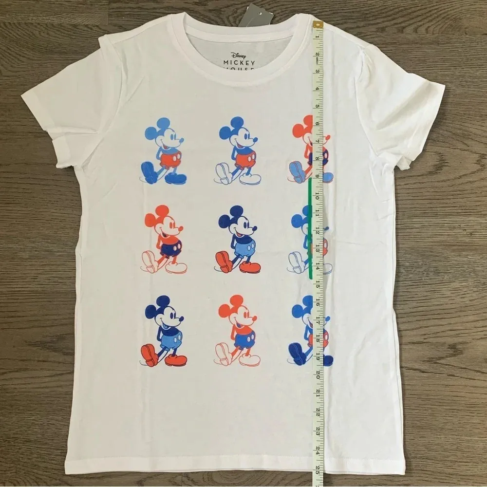 Disney Mickey Grid Americana Short Sleeve Graphic T-Shirt - Size M - White - NWT - Image 6