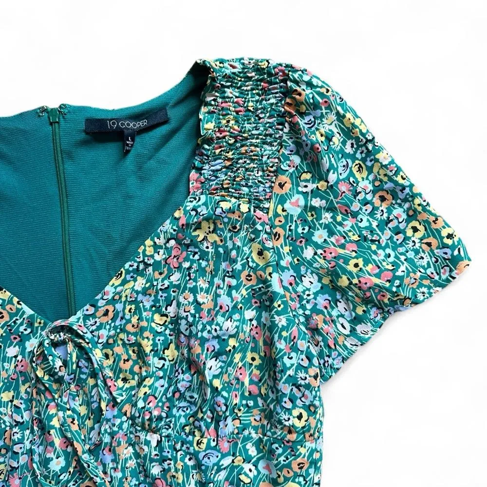 19 Cooper Green Floral Mini Dress L - Image 2