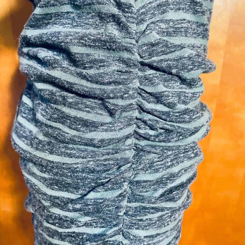 James Perse Dress 4 (XL) Ruched Striped Size Blue Bodycon 100% Cotton USA sexy - Image 6