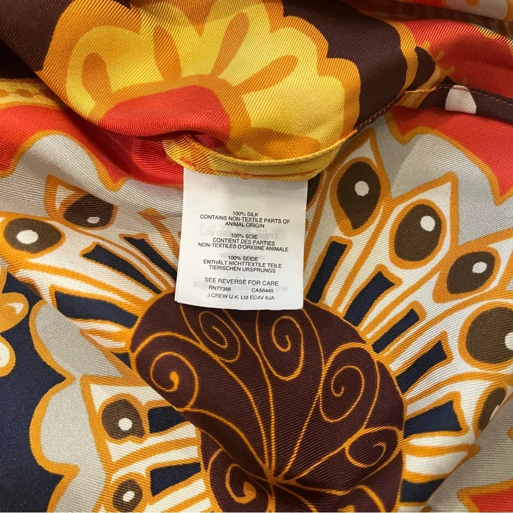 J. Crew Darwin 100% Silk Retro Floral Blouse Twill Ruffle Bib Ratti, Sz 4 - Image 15