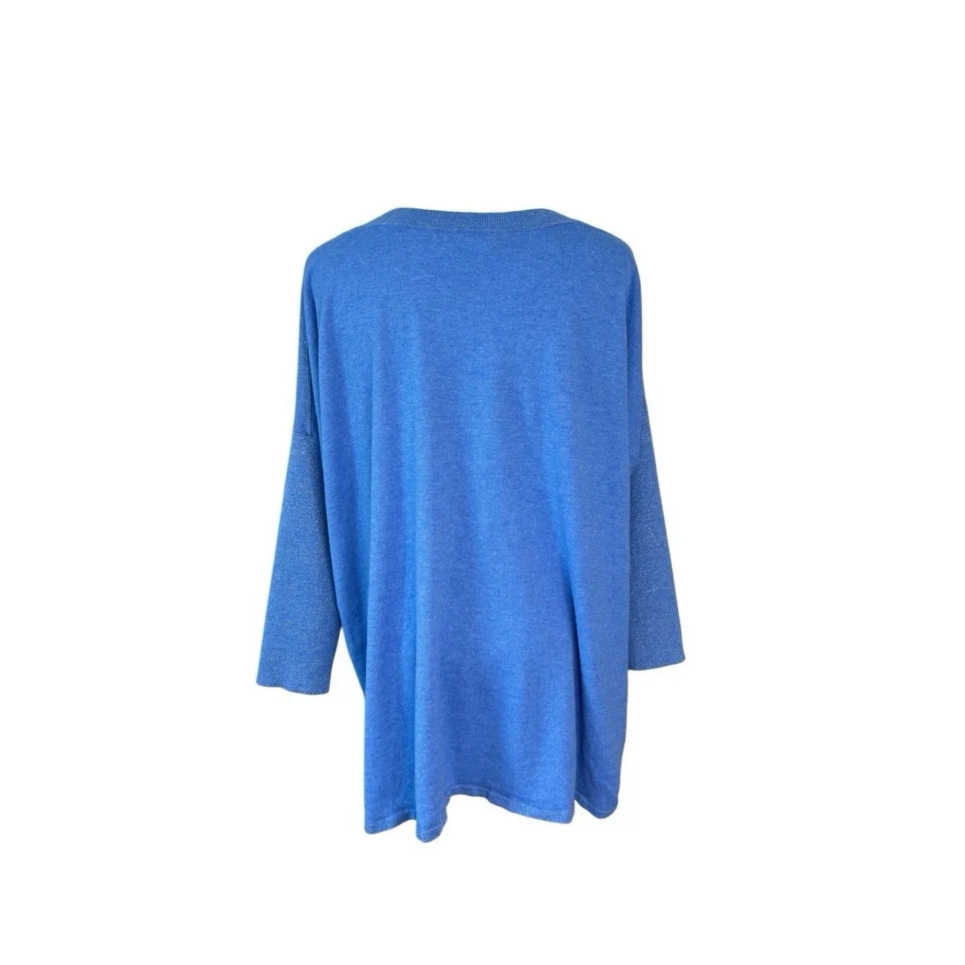 Lilly Pulitzer Cobo Boatneck Sweater LARGE Heather Coastal Blue Oversized Boho - Image 5