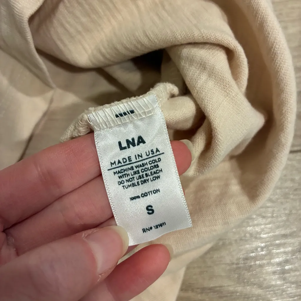 LNA Clothing Women’s Devan Cotton Twisted Cutout Tshirt Dress Beige Size S - Image 5