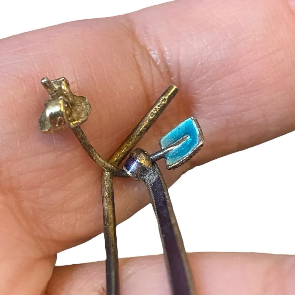 Vintage Ename Modernist Abstract Artisan Sterling Silver Long Dangle Earring - Image 8